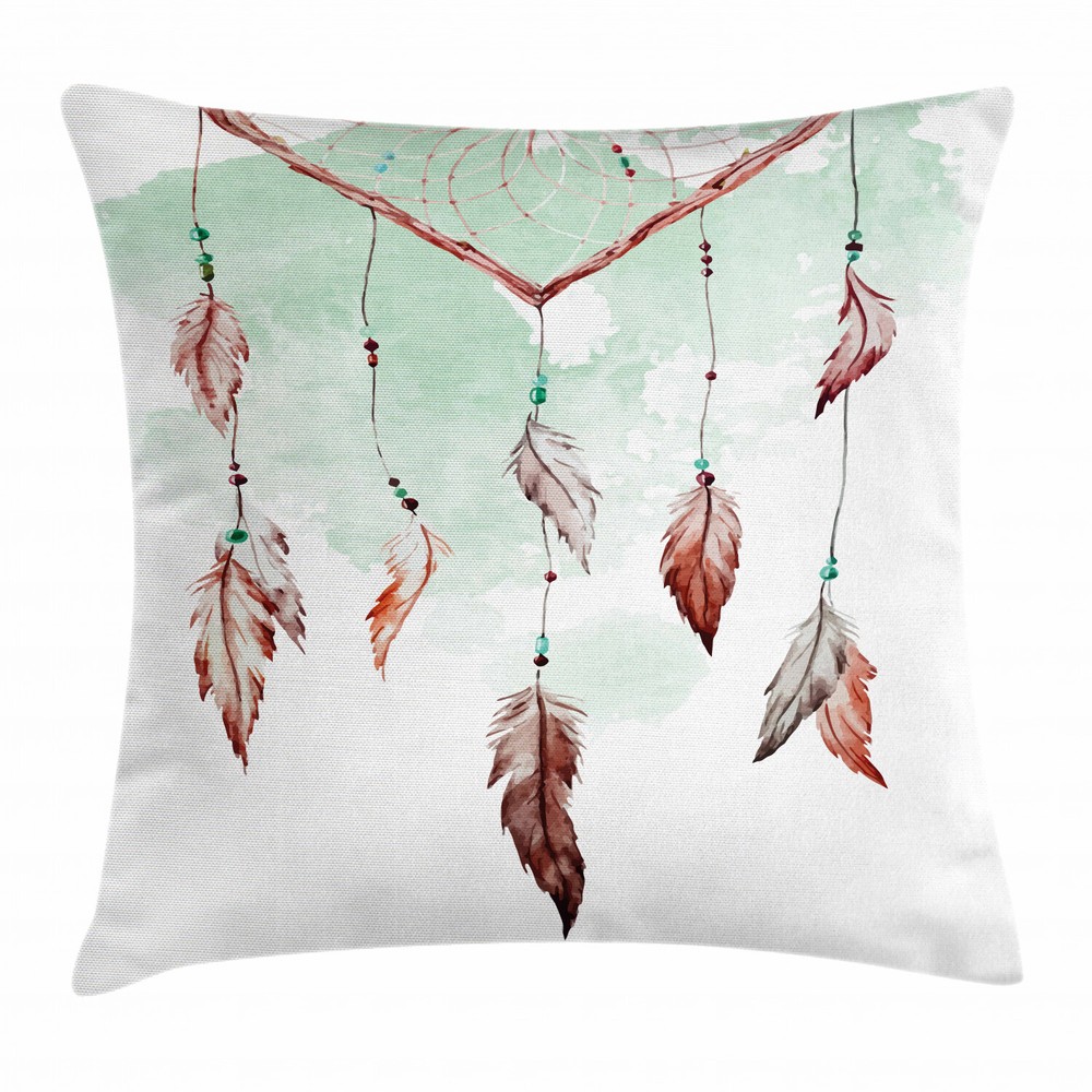 Feather Dreamcatcher Pattern Square Cushion Cover 24 Inches