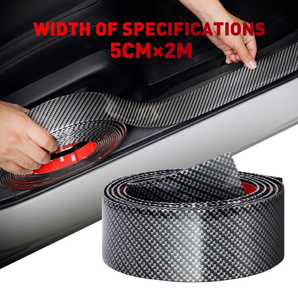 Car Auto Fiber Carbon Plate Bumper Door Scuff Sill Cover AntiScratch Sticker 5CM