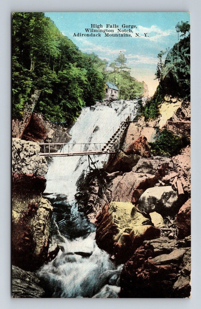 Adirondack Mountains NY-New York High Falls Gorge Wilmington Vintage Postcard