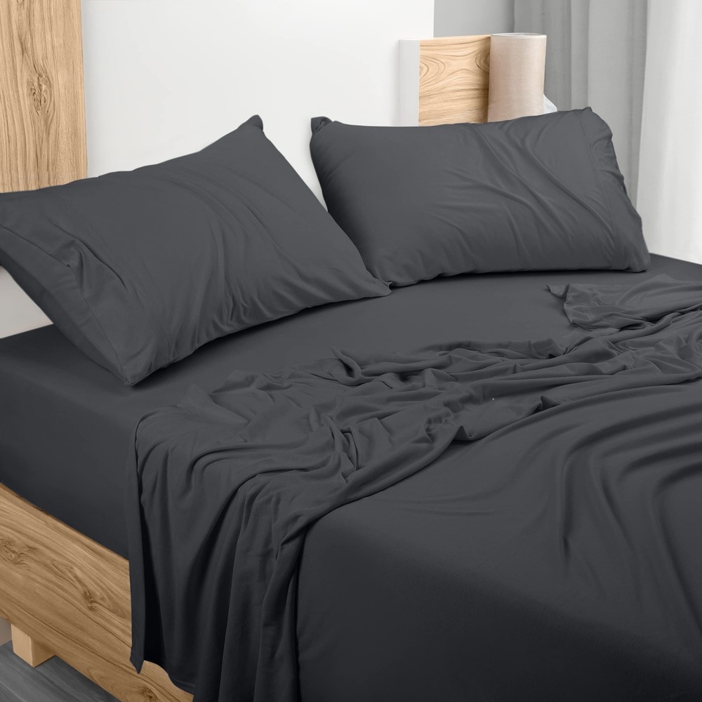Soft Jersey Knit 4-Piece King Sheet Set in Comfortable Cotton Blend