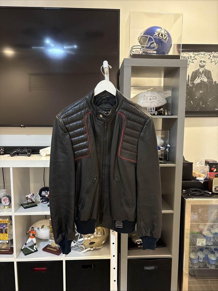 RARE Vintage 90s Maxim Wear Yamaha Genuine Leather Padded Motorcycle Jacket 46