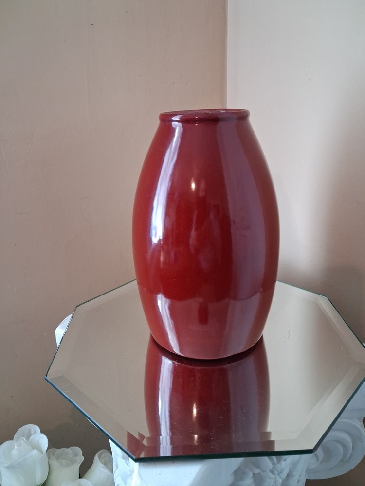 Vtg. Scheurich Made in Germany TORPEDO Vase 629-18 7” Art Pottery Oxblood Red
