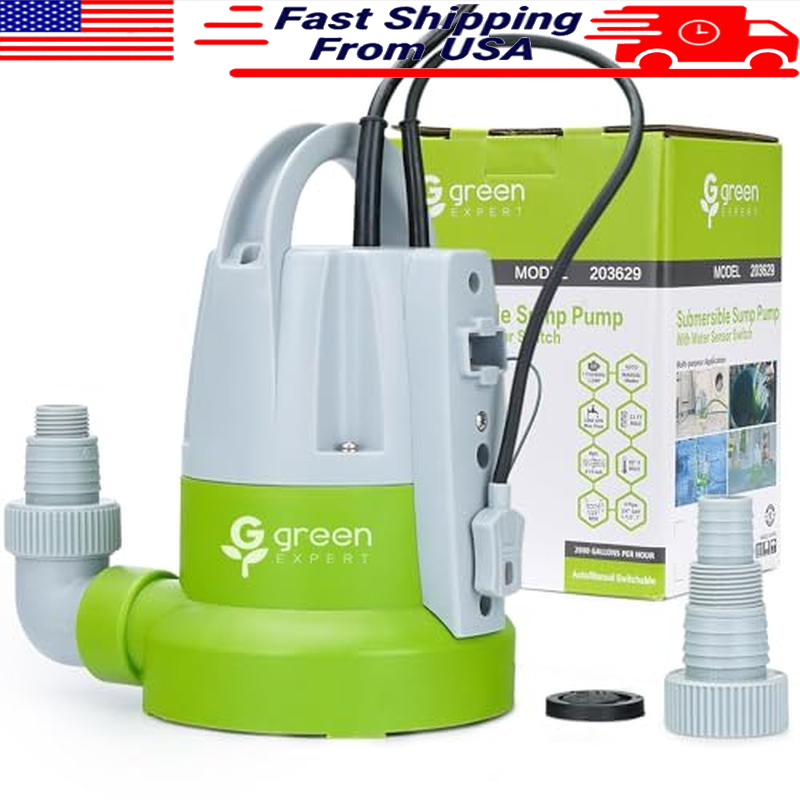 1/3HP Submersible Sump Pump W/ Unique Flow Sensor Switch Flooded Basement Pool
