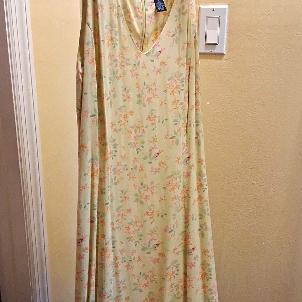 GAP Women's Floral V-Neck Sleeveless Lined Maxi Dress Size 6 Cream Multi