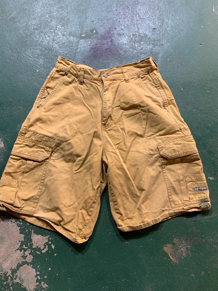 U.S. Polo Ralph Lauren Baggy Men's Cotton Cargo Shorts Big Pocket Mustard Yellow