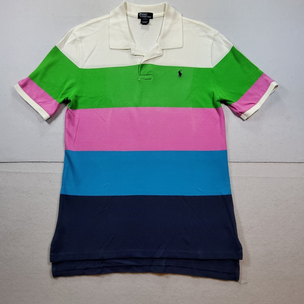 Polo Ralph Lauren Youth Polo Shirt XL 18-20 Multicolor Color Block Pony Logo