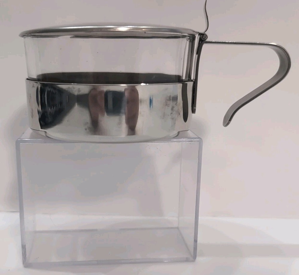 Vintage Carlo Giannini Stainless Steel & Glass Condiment Relish Honey Jam Bowl