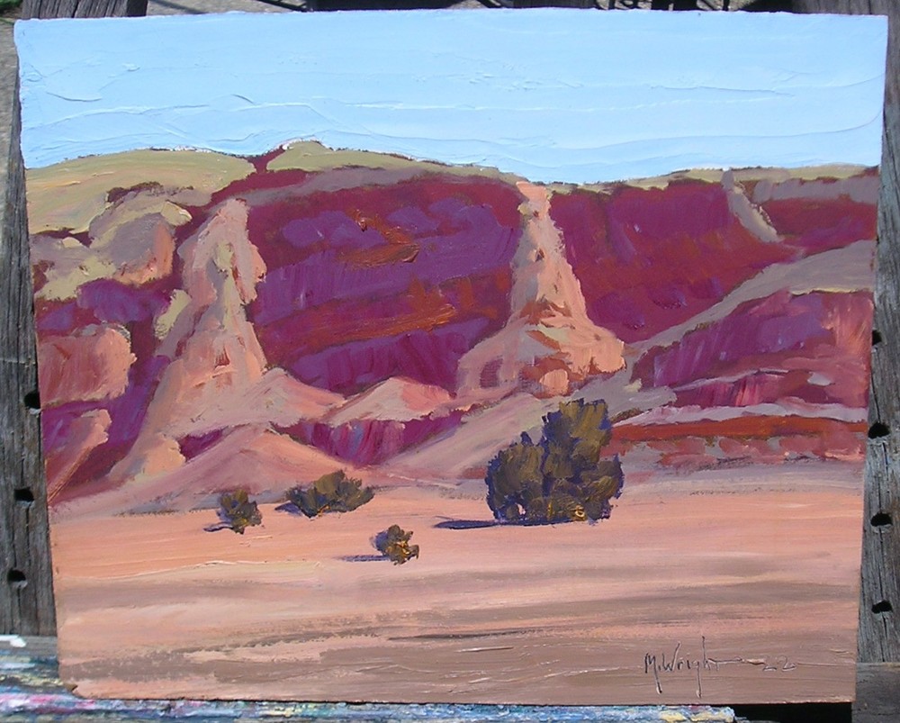 Zion Utah Plein Air Oil Painting, Mike Wright B. 1958, Listed California Artist