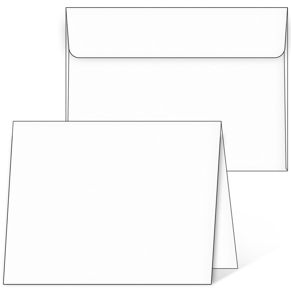 Blank Cards and Envelopes 5x7, 25 Pack White Invitation Cardstock with 25 Pac...