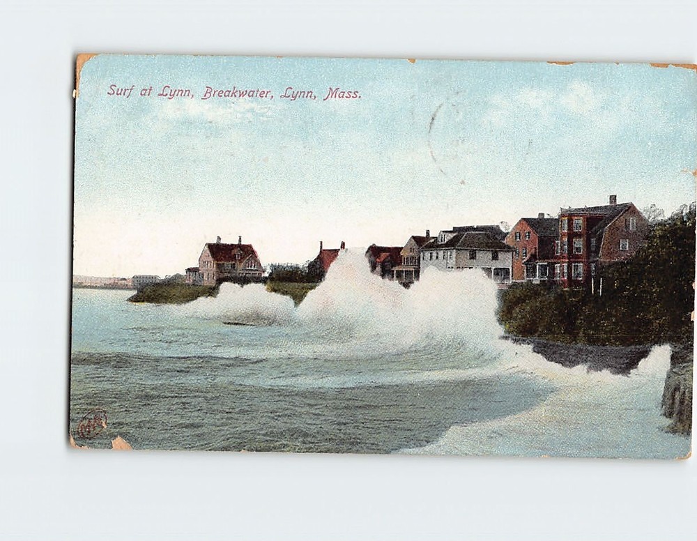 Postcard Surf at Lynn Breakwater Lynn Massachusetts USA