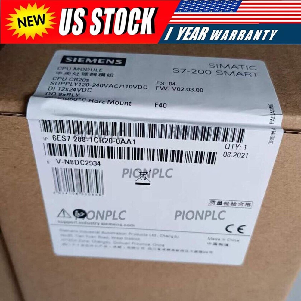 New Siemens SIMATIC S7-200 SMART CPU ST60 6ES7288-1CR20-0AA1 6ES7 288-1CR20-0AA1