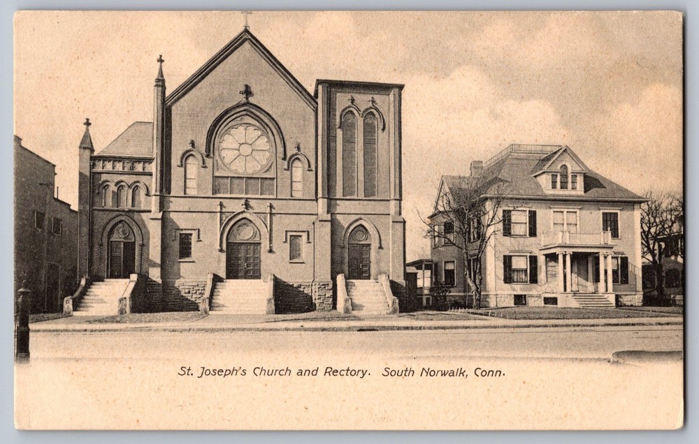St. Joseph's Church and Rectory South Norwalk Connecticut Postcard