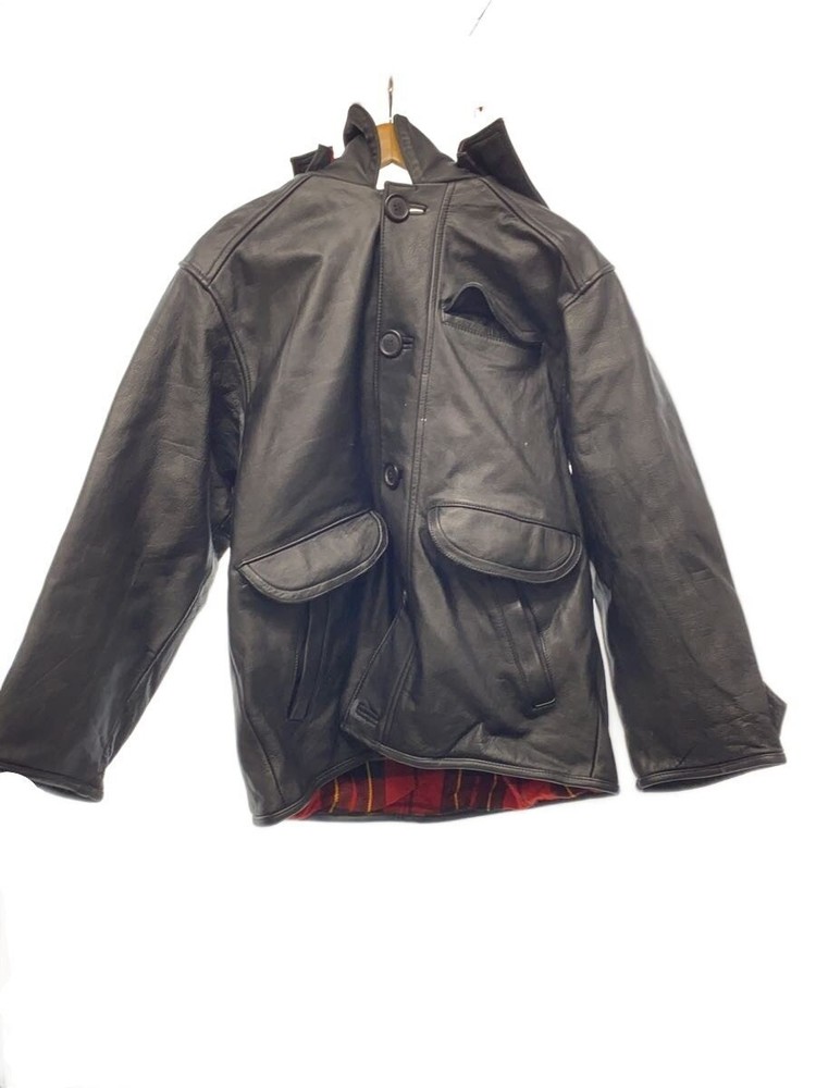 Leather Jacket Blouson/2/Leather/Blk/Plain 3504