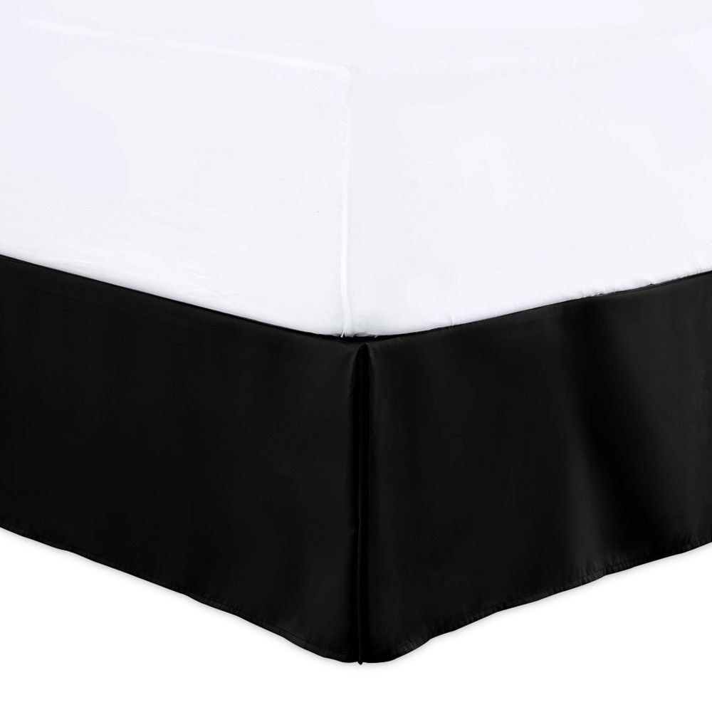 LUX Decor Size King Bed Skirt 16 Inch Drop - Brushed Microfiber Pleated Bedsk...