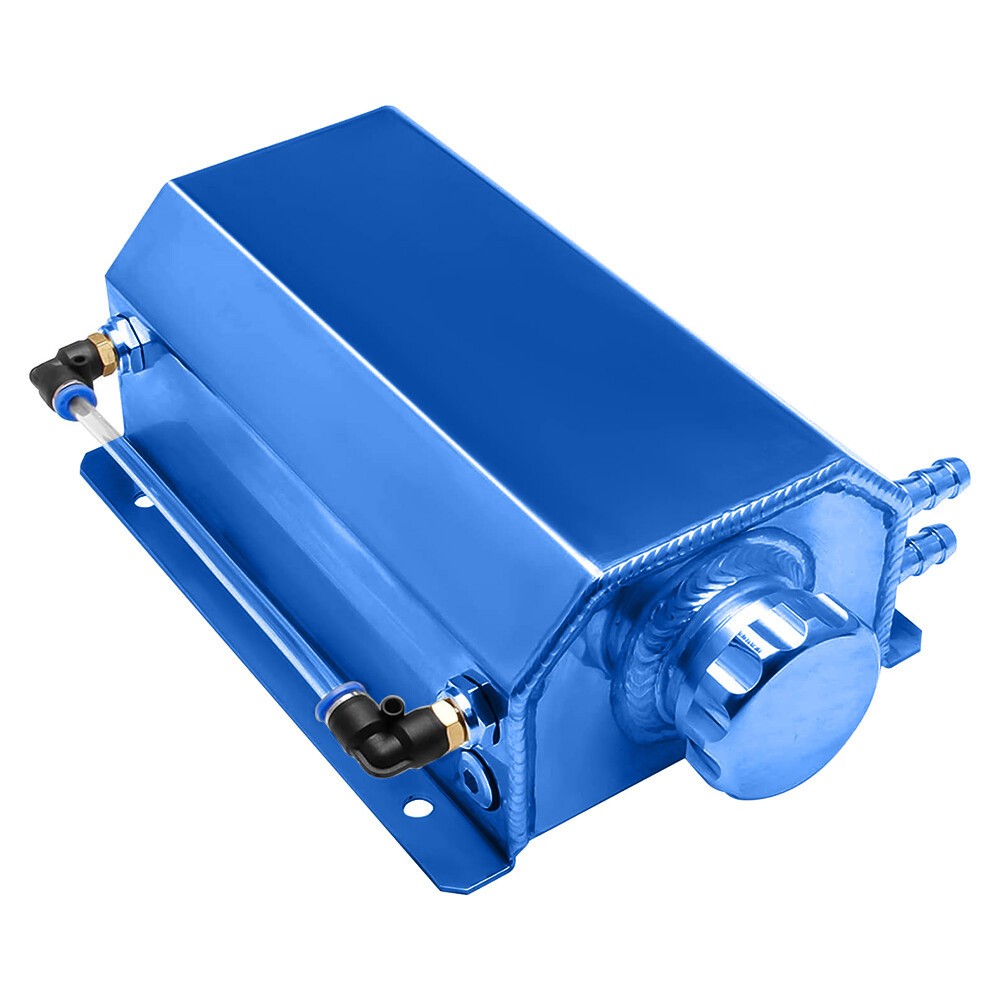 Universal 2L Aluminum Coolant Radiator Overflow Reservoir  Expansion Tank BLUE