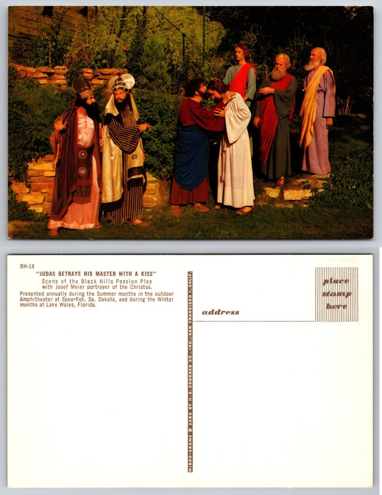 Judas Betrays His Master Passion Play Lake Wales Florida Postcard