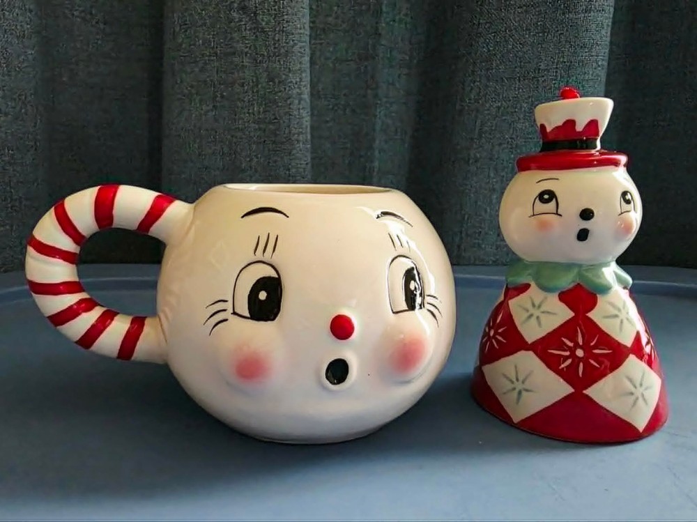 Johanna Parker Carnival Cottage Snowman Mug and Bell Set (No box)