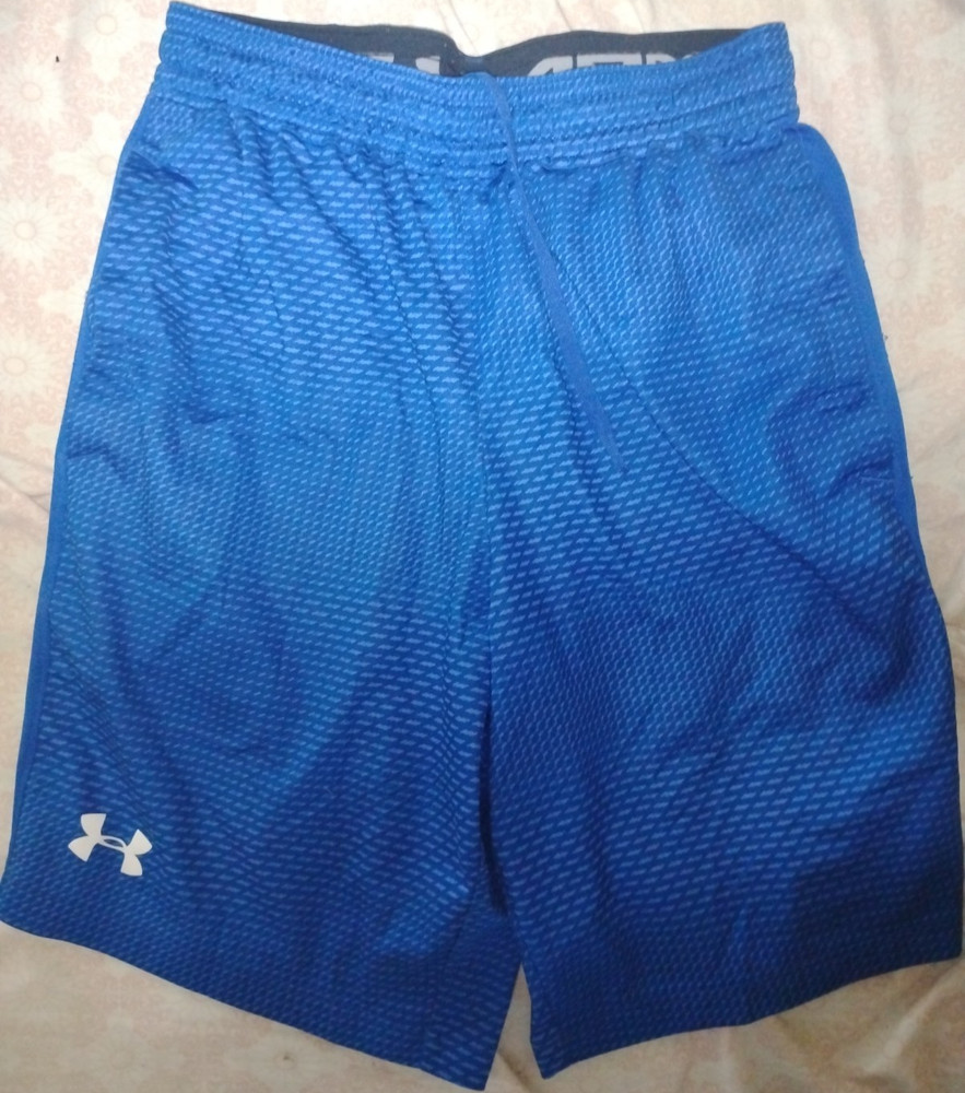 Under Armour HeatGear Elastic Waist Fitted Men's Blue Athletic Shorts Size S