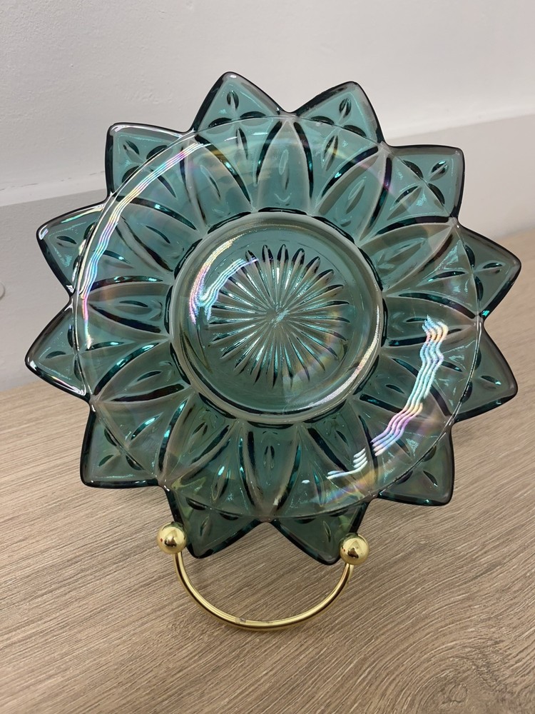 Vintage Federal Glass Petal Plate – 6.5” Teal Blue – Excellent Condition Rare