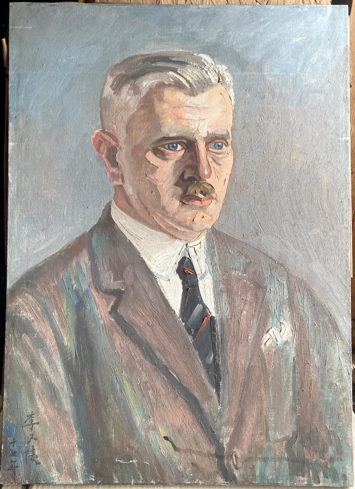 Oil painting portrait of a man with Asian characters Asia man oil