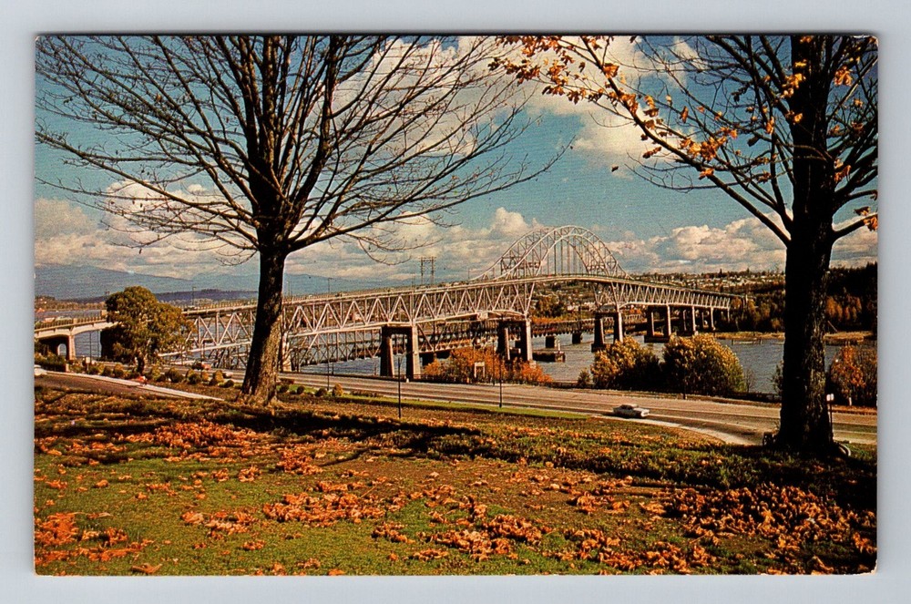 Canada- New Westminster B.C. Pattullo Bridge Fraser River Old Vintage Postcard