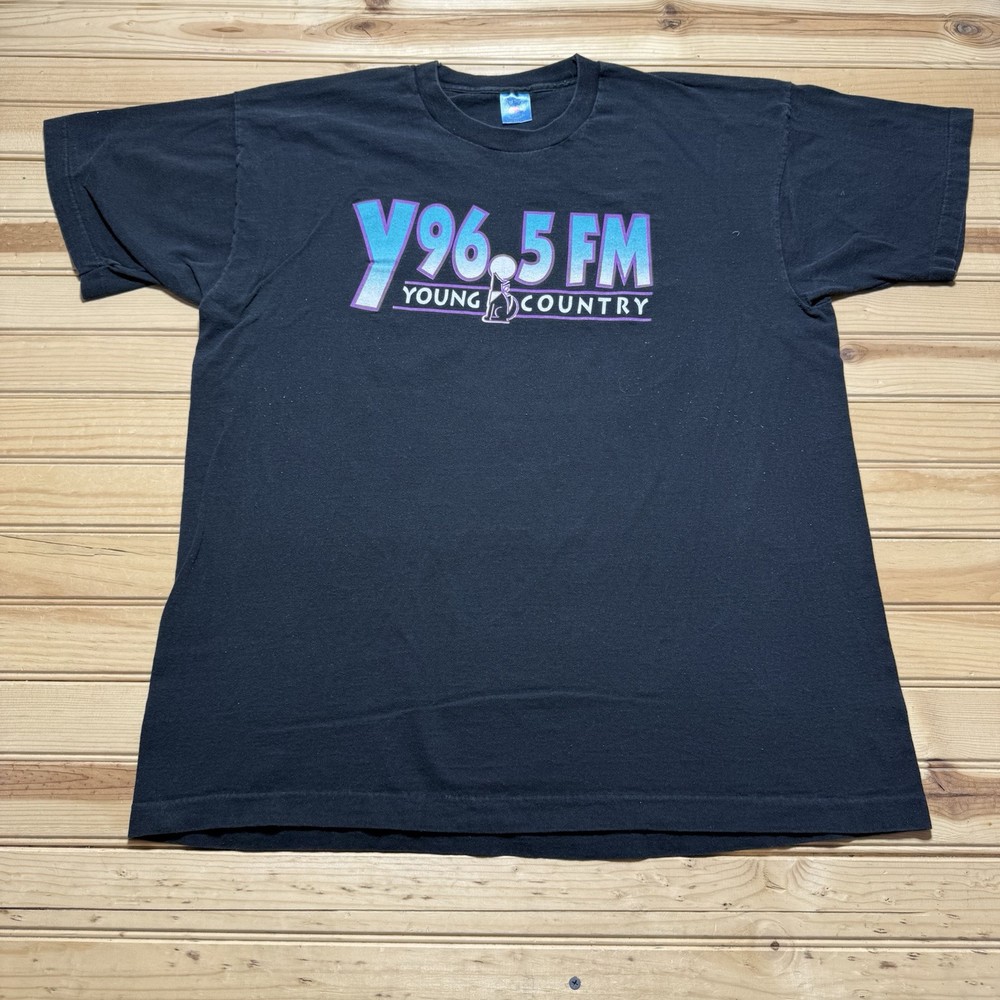 Vintage 90s Y96.5 FM Radio Young Country “ Its And Attitude ” Shirt Size XL