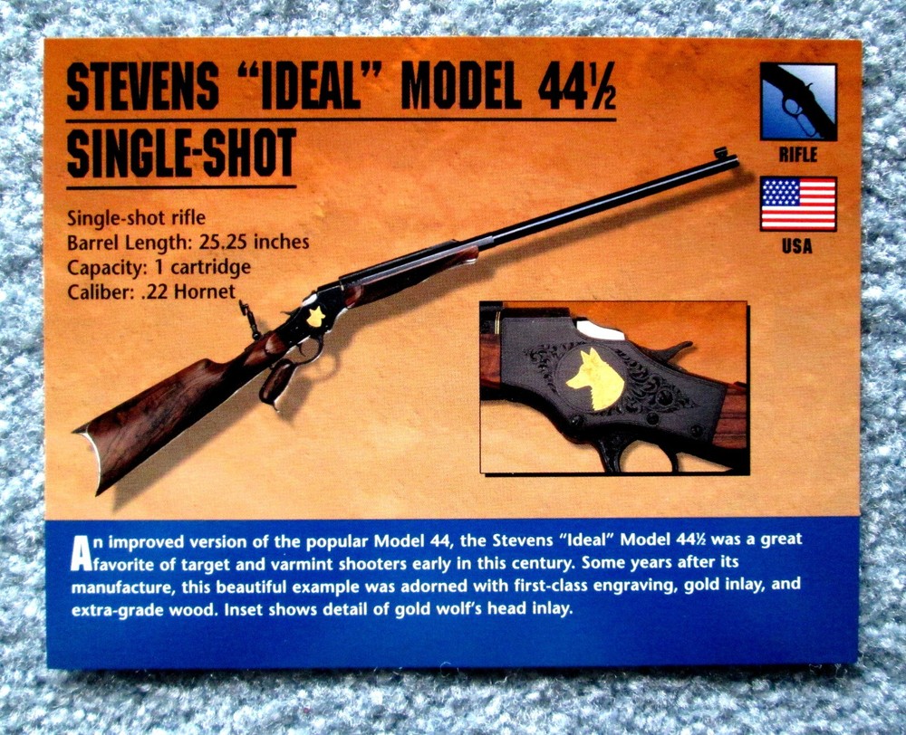 Stevens Ideal Model 44-1/2 Single Shot Rifle Classic Firearms Photo Card u