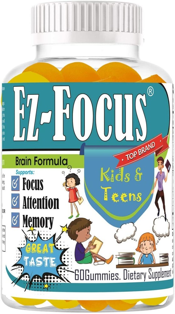 Kids Brain Focus Chewable Gummies Supplements- Attention & Memory Help Formula f