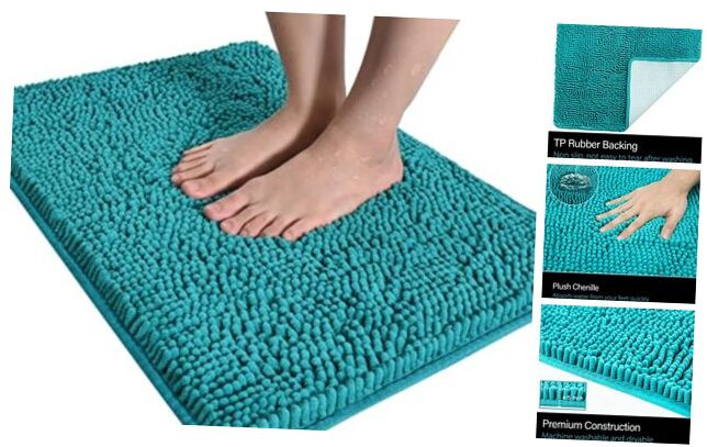 Luxury Washable Shaggy Non-Slip Bath Mat 24x36 Inch Bathroom Rug