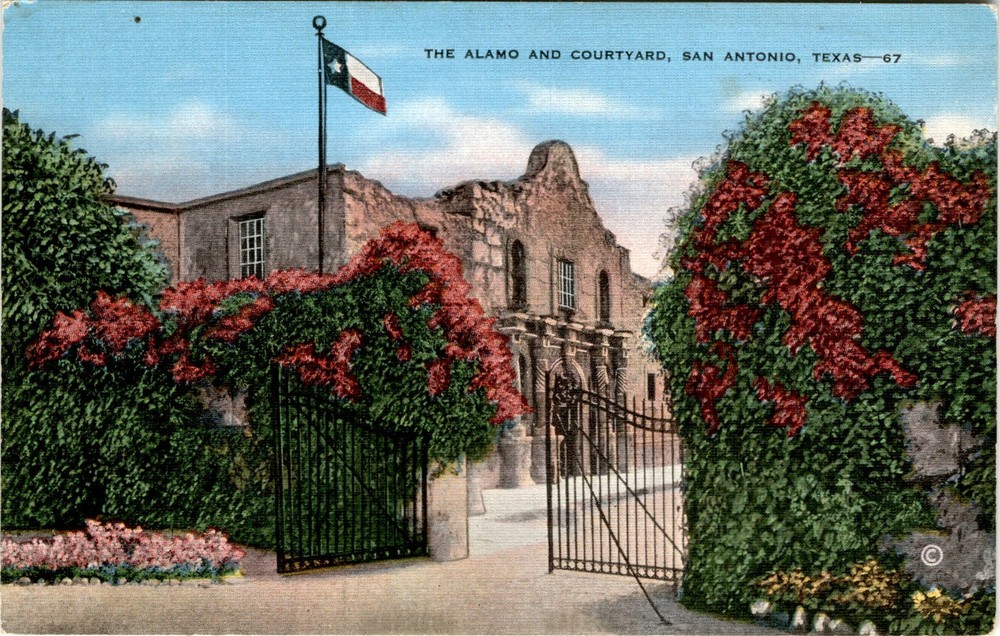 Alamo, Courtyard, San Antonio, Texas, Franciscan Monks, Mission of San Postcard