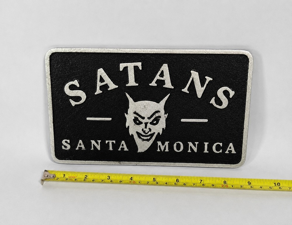Cast Aluminum  SATANS SANTA MONICA  Car Club Plaque