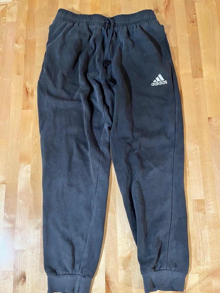 Adidas Men's Fleece Pant - BLACK Size SMALL  Cuffed Drawstring Pockets