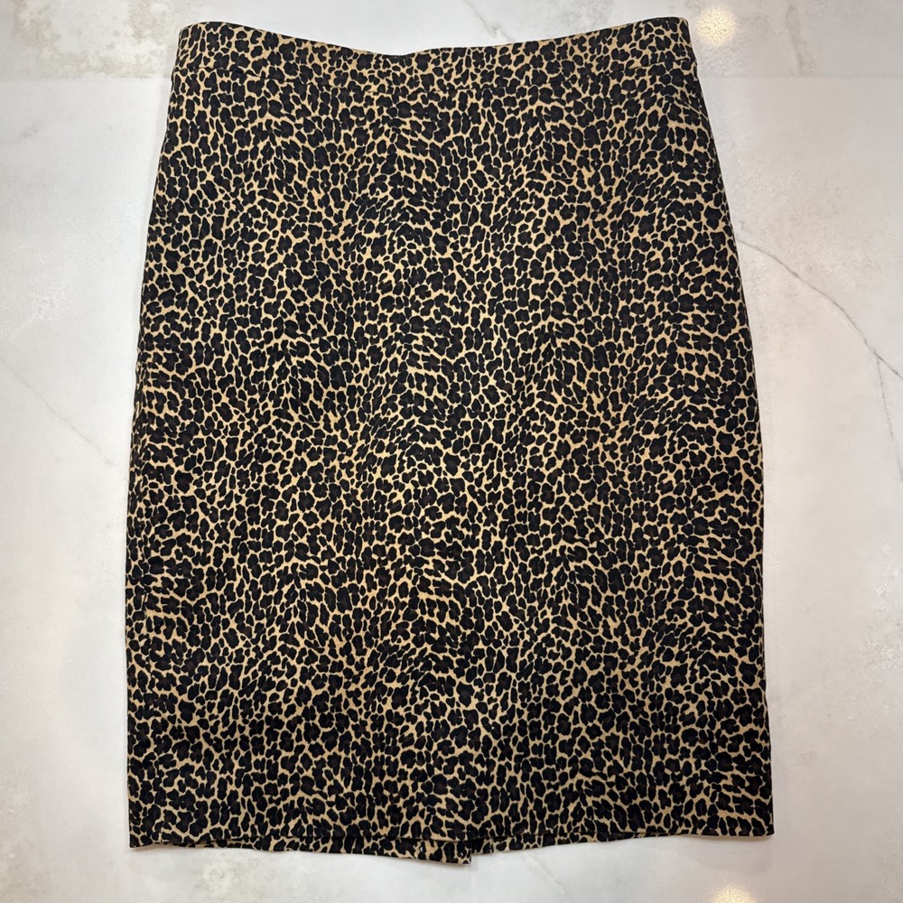 J.Crew Womens Skirt Pencil Leopard Print Brown Black Size 0