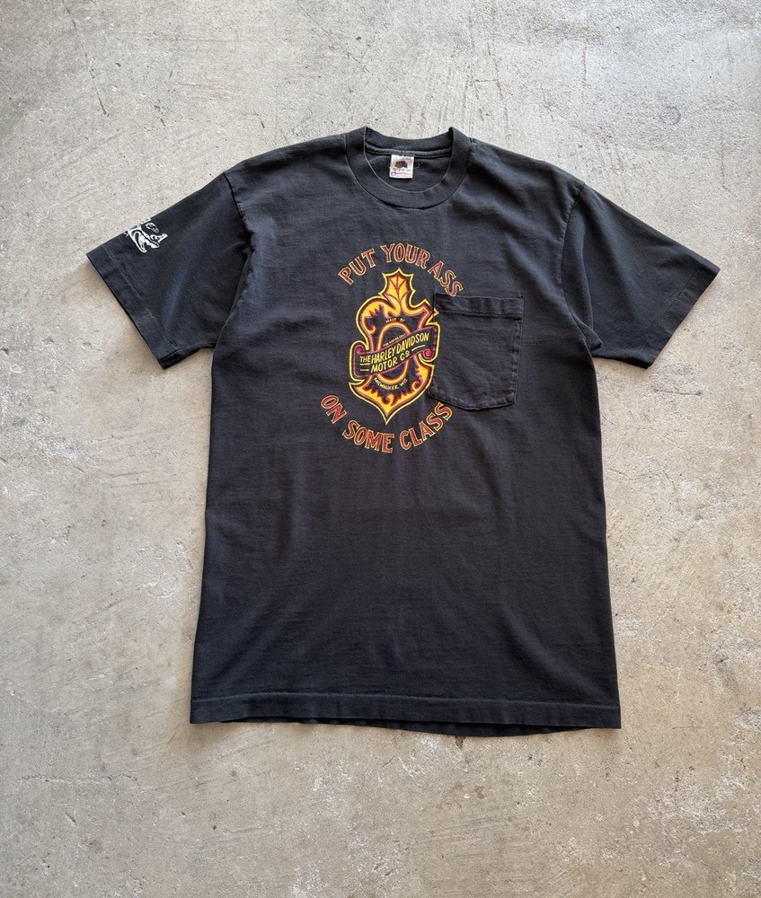 Vintage 1980s Harley Davidson Put Your Ass On Some Class T-Shirt Men’s Large