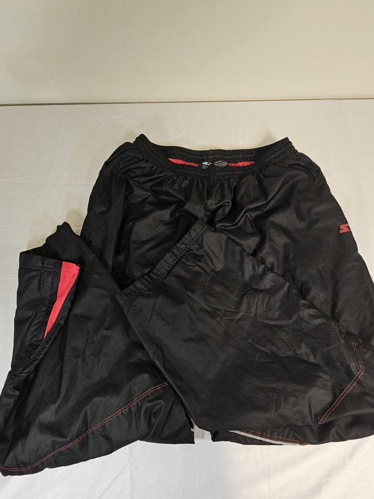 Vintage Starter Track Pants Mens XL Black Mesh Lined Zip Ankle Athletic Stripe