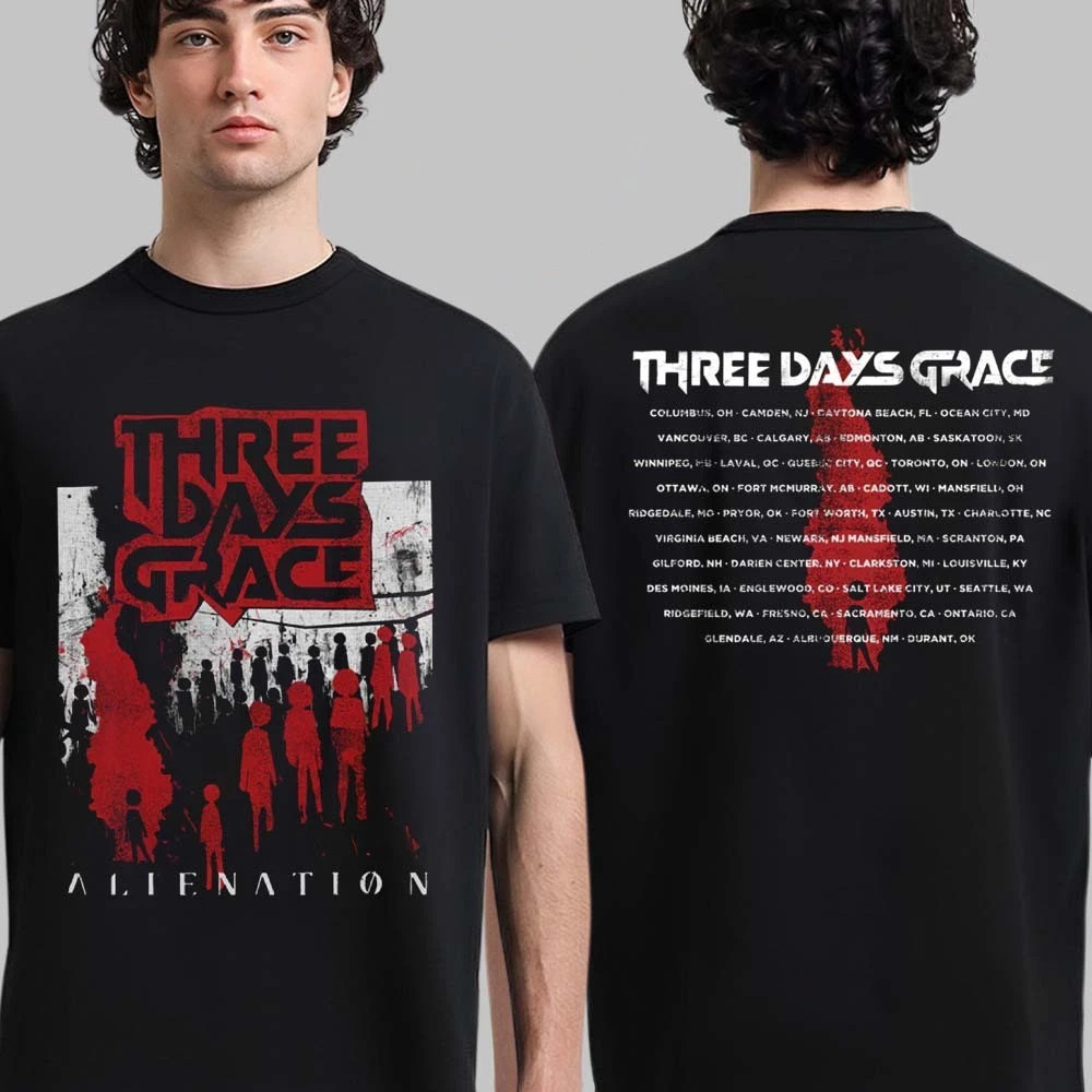 Three Days Grace Alienation 2025 Tour Merch Two Sided T-Shirt