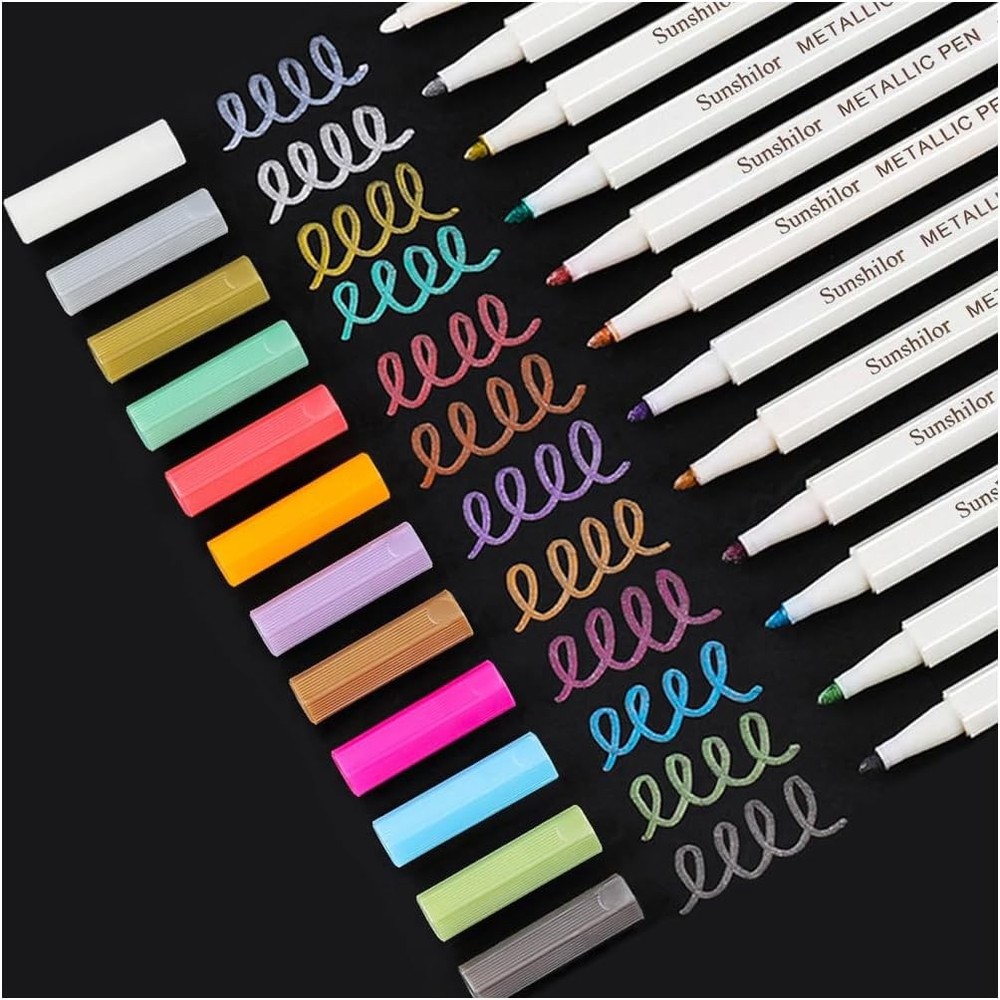 Sunshilor Fine Tip Metallic Markers for Black Paper and DIY Crafts