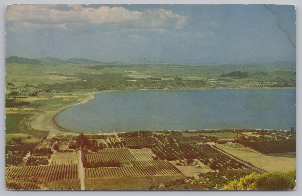 State View~Picturesque Scene Of Ortega Hwy 74 & Lake Elsinore~Vintage Postcard