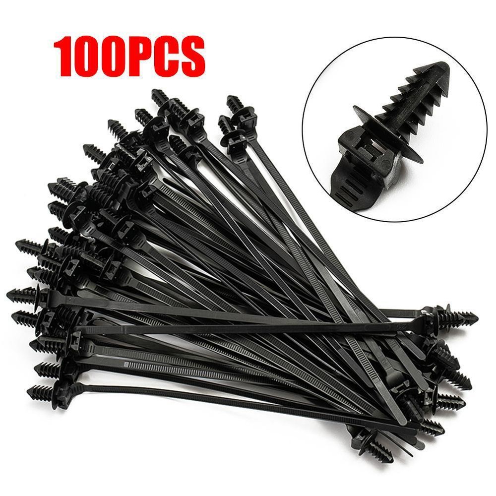 100pcs Push Mount Zip Ties for Car Wire Harness Automotive Cable Fastener - US