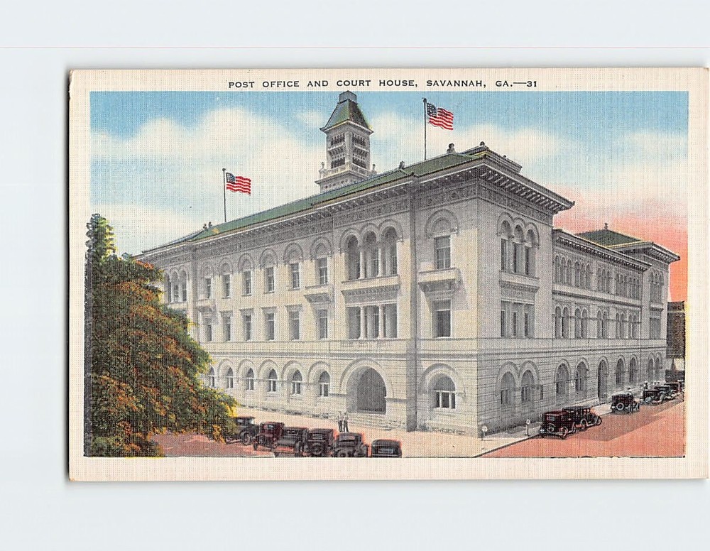 Postcard Post Office & Court House Savannah Georgia USA