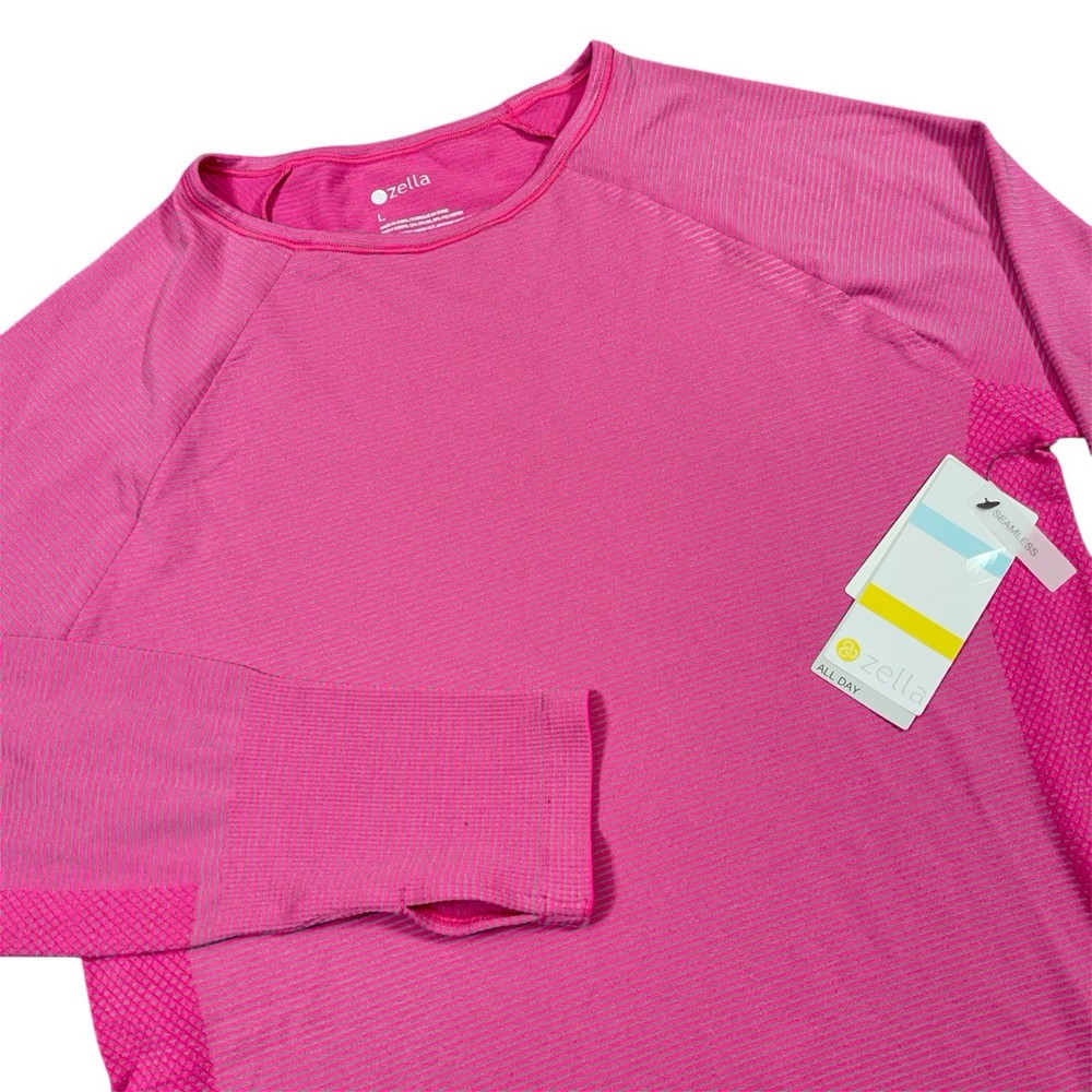 Zella Liana Seamless Long Sleeve Women’s Size L Pink Top Performance NWT