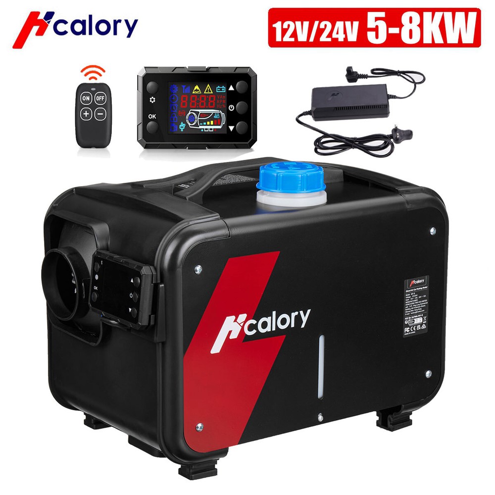 Hcalory 12V 8KW Diesel Air Heater Thermostat W/ 110V Adapter For Car Trucks RV