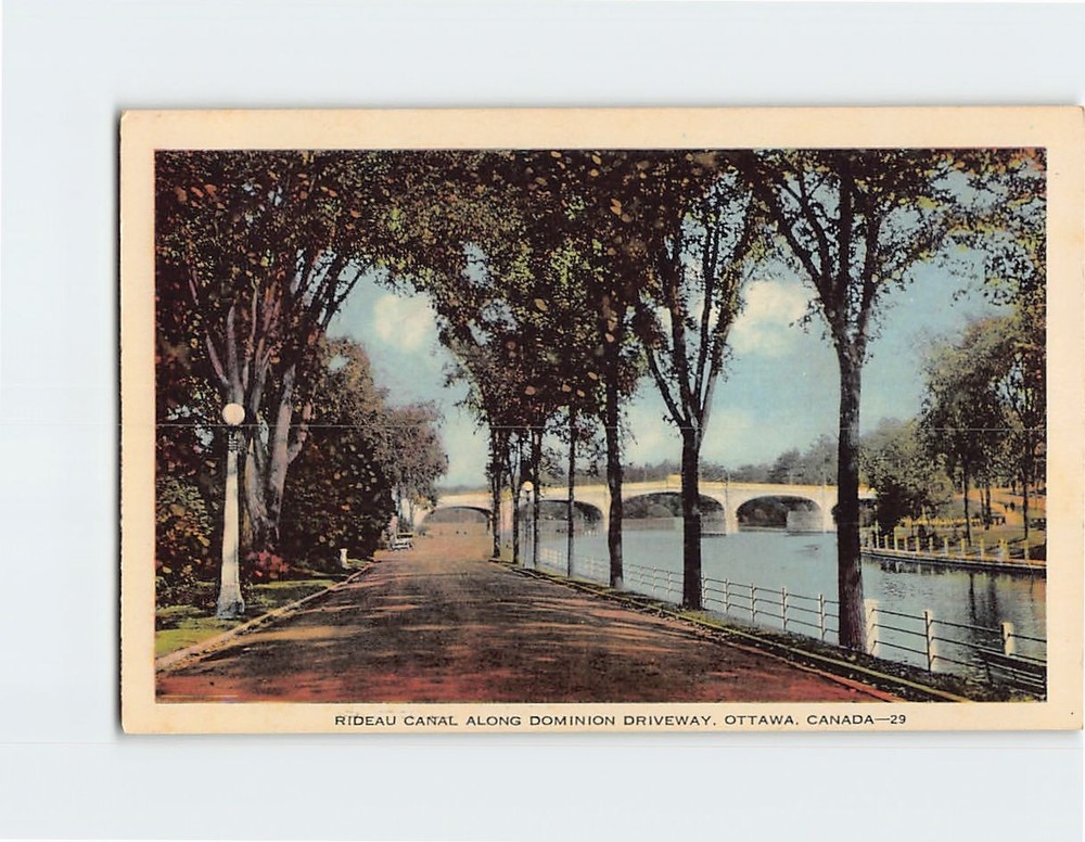 Postcard  Rideau Canal along Dominion Driveway in Ottawa Canada
