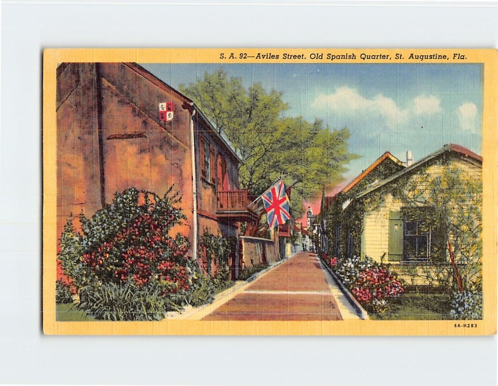Postcard Aviles Street Old Spanish Quarter Saint St. Augustine Florida USA