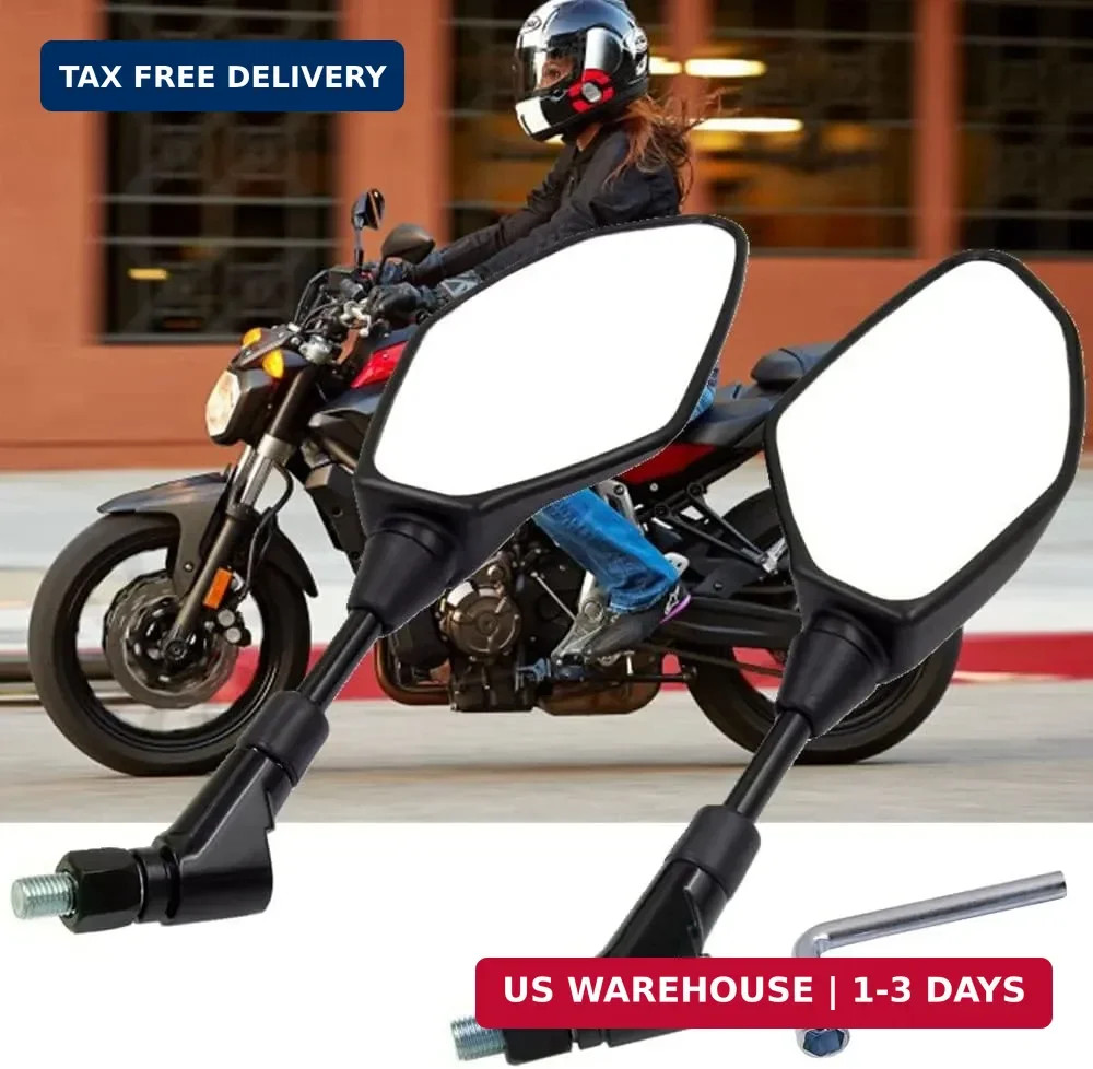 Universal Motorcycle Mirror Rearview Mirror, Compatible with FZ07 FZ-09 FZ8 FJ-0