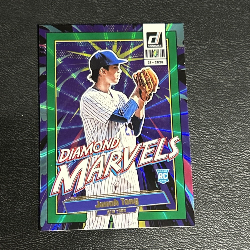 2026 Donruss Jonah Tong RC Green Laser Diamond Marvels Mets