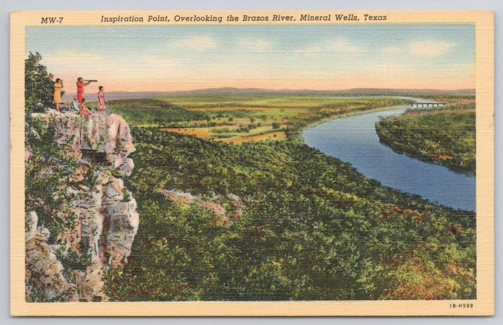 Vintage Linen Postcard Inspiration Point Brazos River Mineral Wells Texas