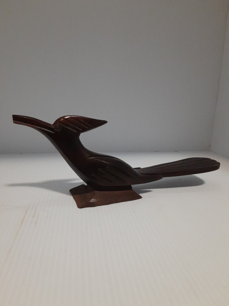 Vintage Ironwood Hand Carved Roadrunner Wood Sculpture Desert Mexico Arizona