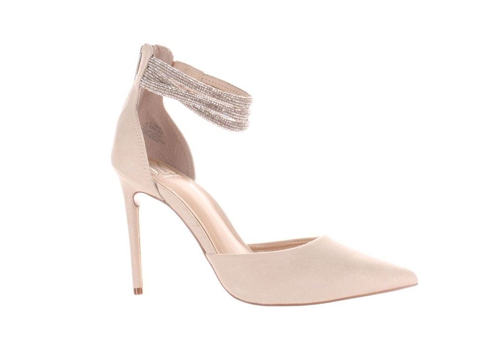 JLO Jennifer Lopez Franie Beige Ankle Strap Heels Size 6.5 Women's Shoes