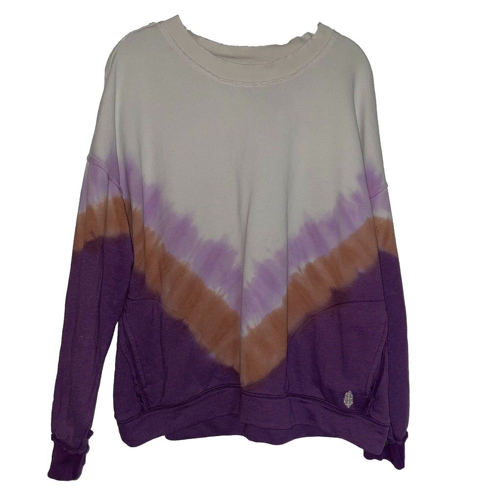 Free People FP Movement Metti Crew Sweatshirt Ombre Tie Dye Size Small Oversized